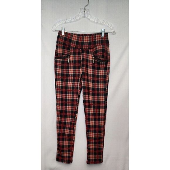 Ellie & Kate Red Plaid Leggings One Size Fit XSmall & Small - Picture 3 of 6